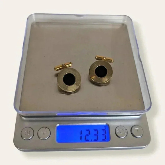 Vintage Destino 12K GF Circle Onyx Cufflinks - Picture 7 of 7